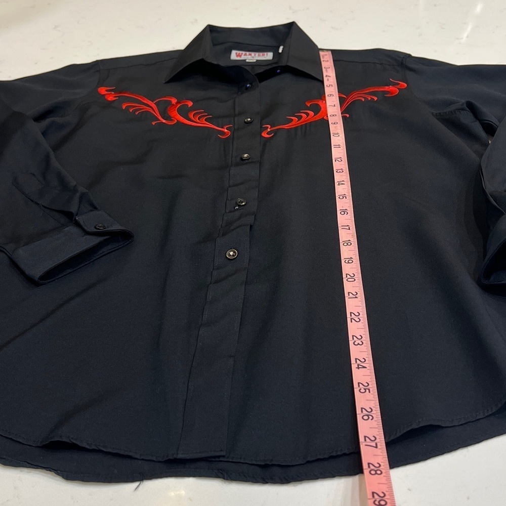 Vintage Wanted by Beads Embroidered Rhinestone Western Shirt Size M - Picture 10 of 11